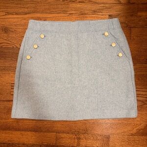 LOFT Light Blue Wool Blend Skirt with Gold Buttons